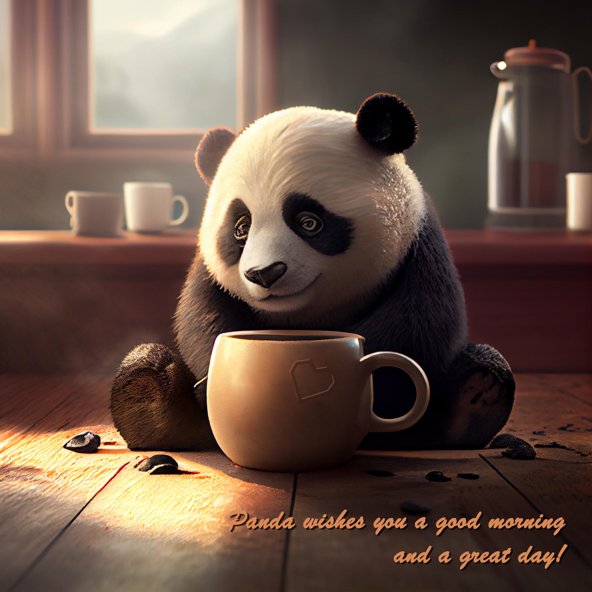 panda wishes good morning NFT cruzo