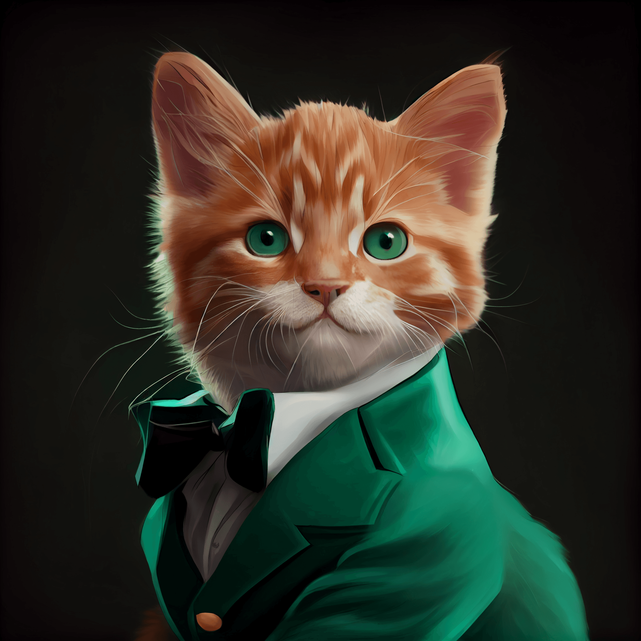 Cute ginger kitten in green tuxedo NFT cruzo