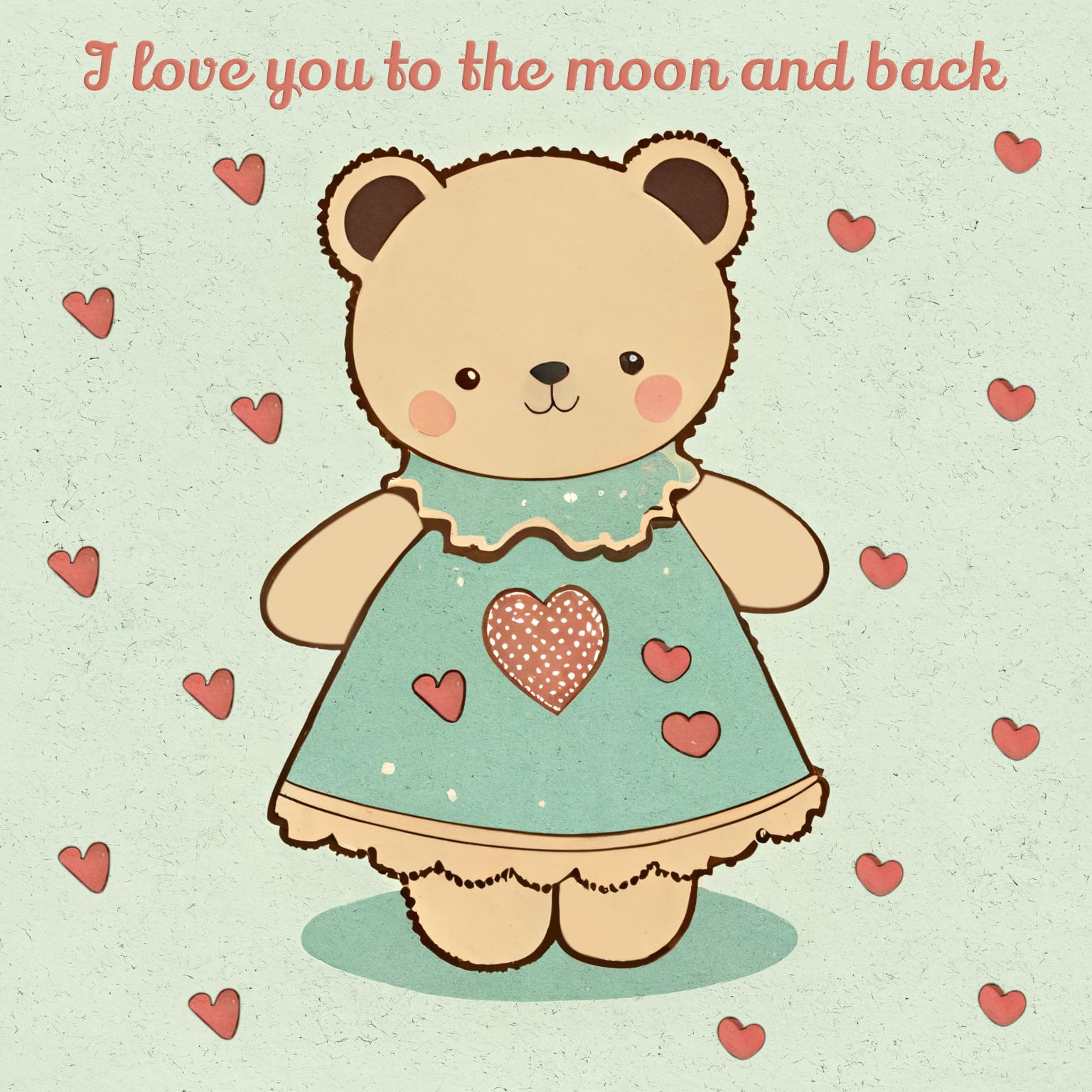 Valentine with a teddy bear in a dress with a heart NFT cruzo